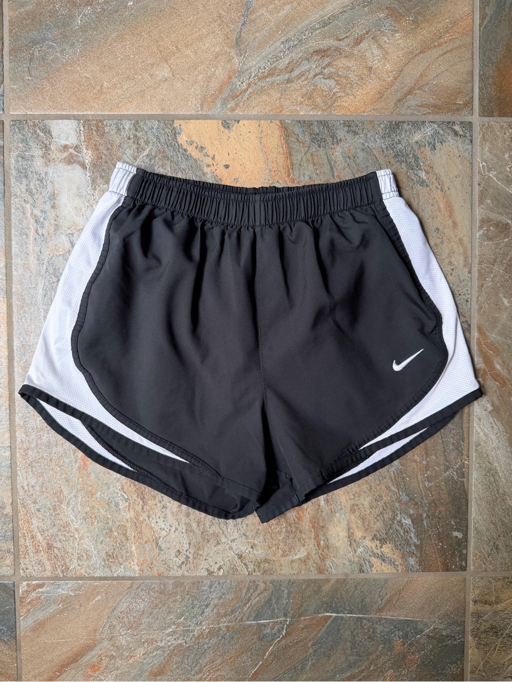 Nike Dri-FIT Tempo Running Shorts Black White Mesh Trim Inner Brief Size Small S